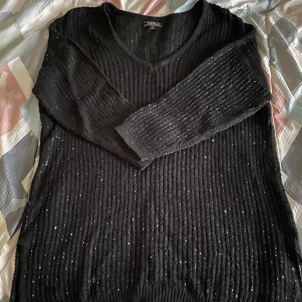 Black sweater with beaded detail